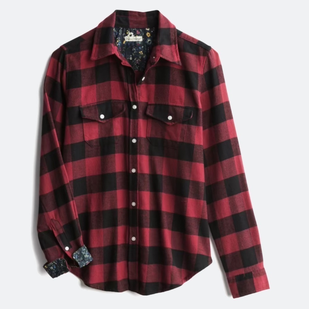 Tailor Vintage Red and Black Plaid Button Down Shirt